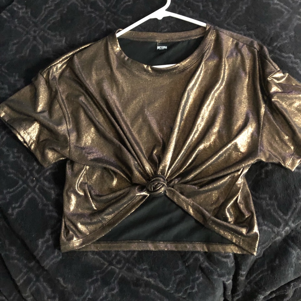 Black/brown/ goldish metallic VS SPORT Crop top